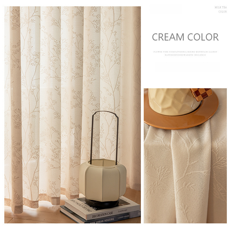 Japanese Pastoral Cream Curtains with Sun Protection & Heat Insulation