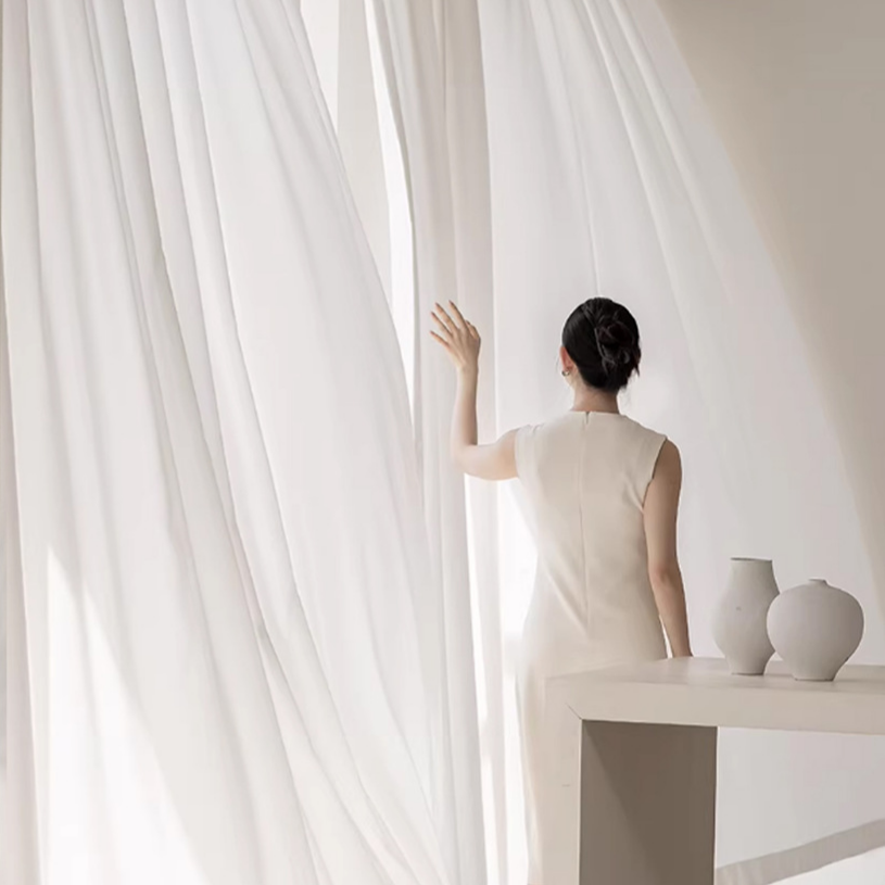 Moonlight Sheer Jacquard White Semi-Sheer Curtains