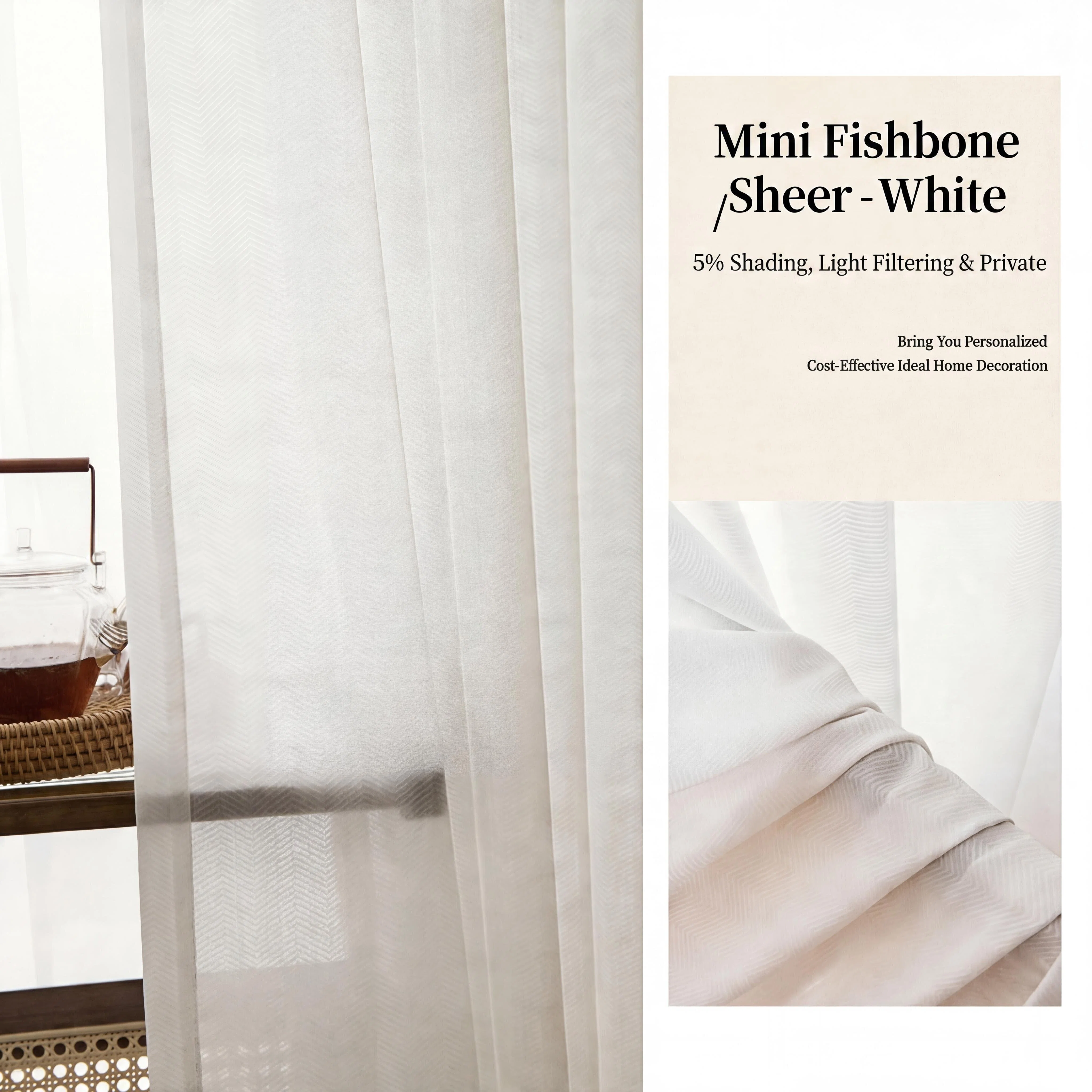 Moonlight Sheer Jacquard White Semi-Sheer Curtains