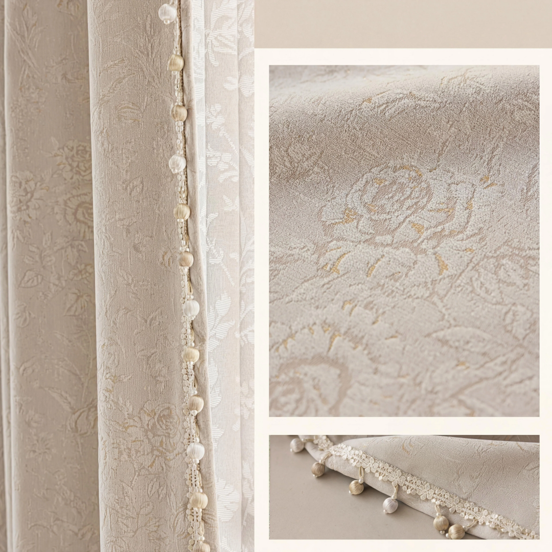 Light Luxury Chenille Curtains with Nanyang Rose Jacquard